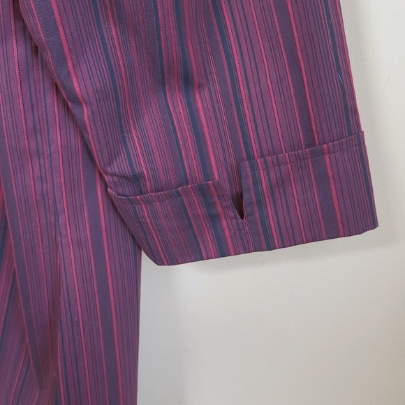 Addition Elle Burgundy Vertical Striped Button Down Blouse Size 14 - Picture 6 of 11